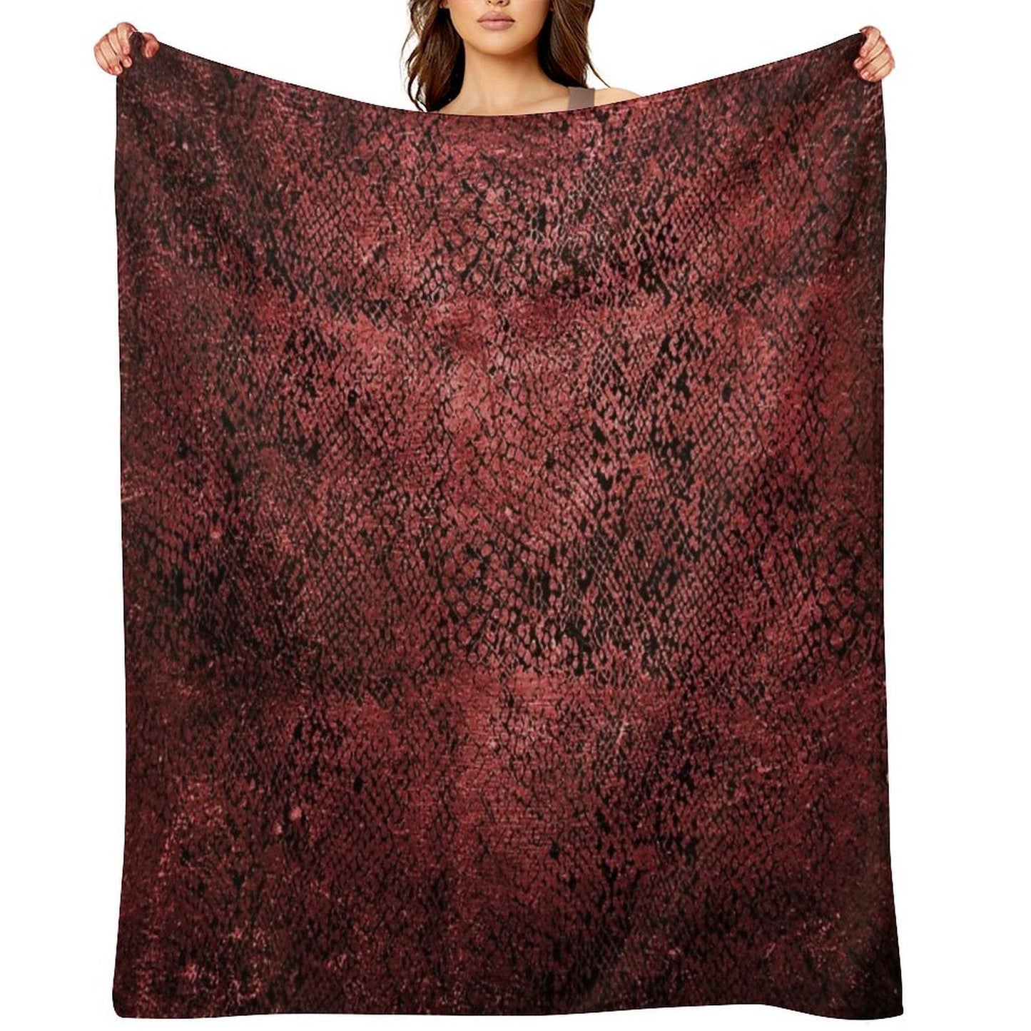 Red Snake Skin Pattern Throw Blanket