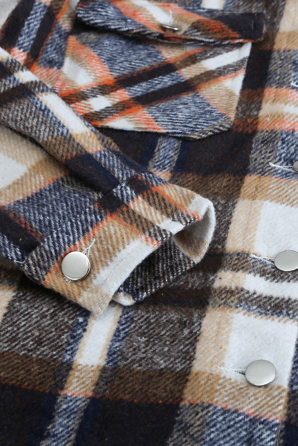 Brown Plaid Button Up Long Sleeve Flannel Shacket Shewin