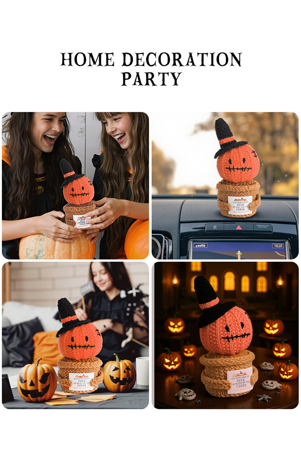 Carrot Cute Halloween Crochet Pumpkin Potted Doll Decor Shewin