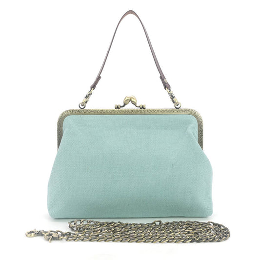 Frog in the Lily Pond Kiss Lock Bag in Linen Cotton Blend Ma Quirks!