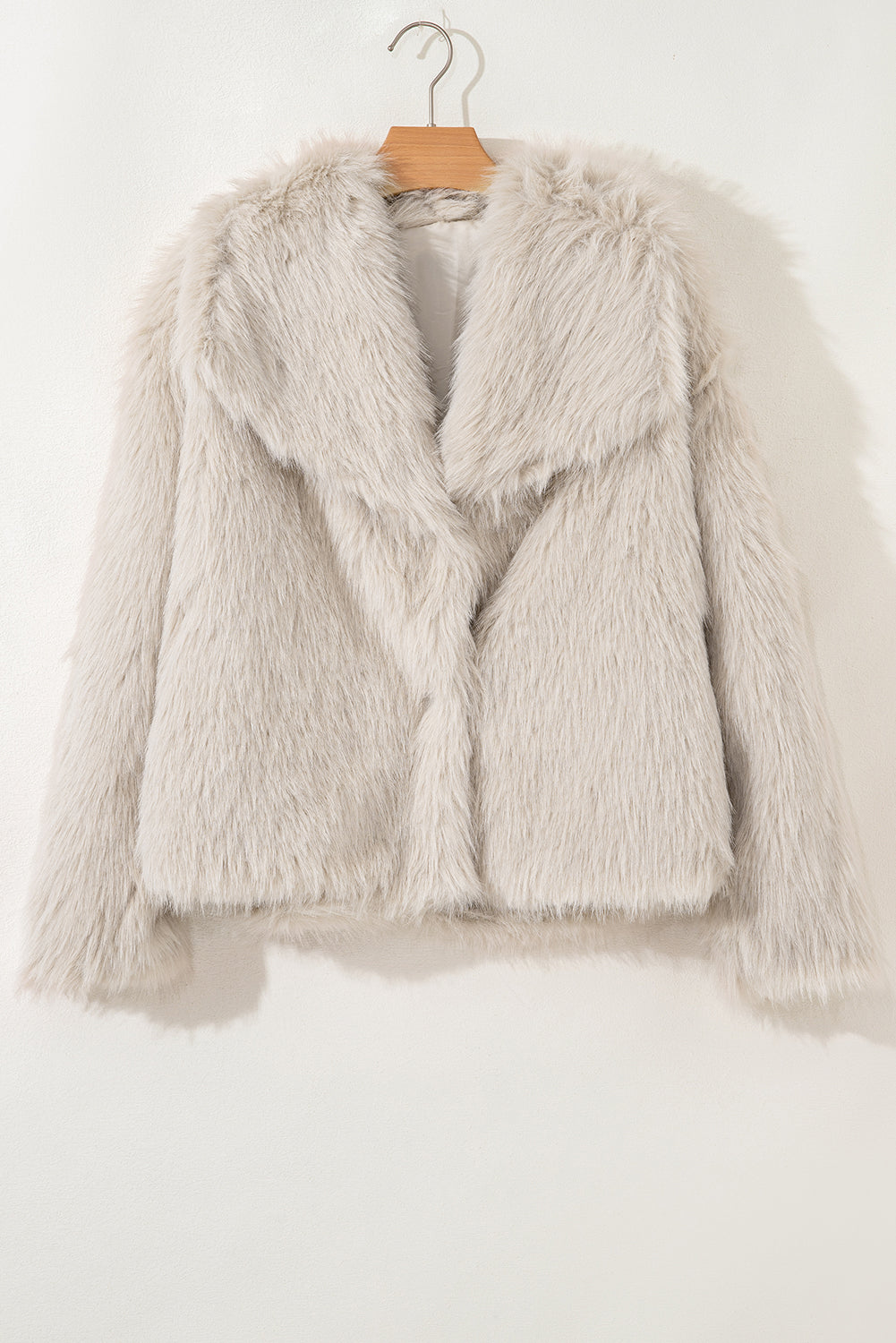 Jet Stream Solid Long Sleeve Thick Fuax Fur Coat
