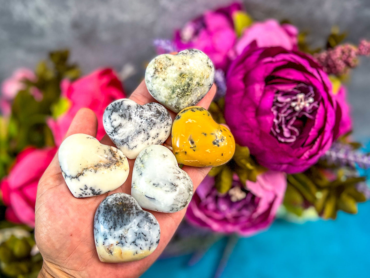 Dendritic Agate Hearts