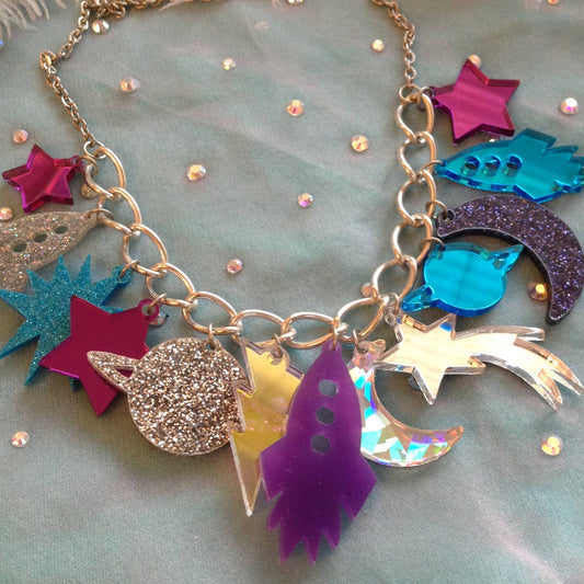 Galaxy Charm Acrylic Statement Necklace Quirks!