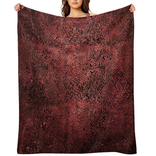Red Snake Skin Pattern Throw Blanket