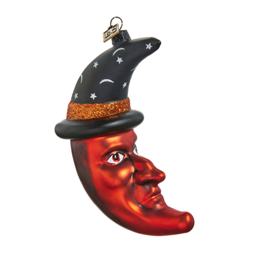 Witchy Moon w/ Hat Glass Ornament by Eric Cortina