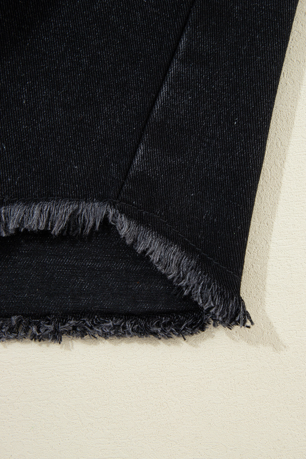 Black Patchwork Plaid Sleeve Frayed Hem Hooded Denim Jacket Shewin