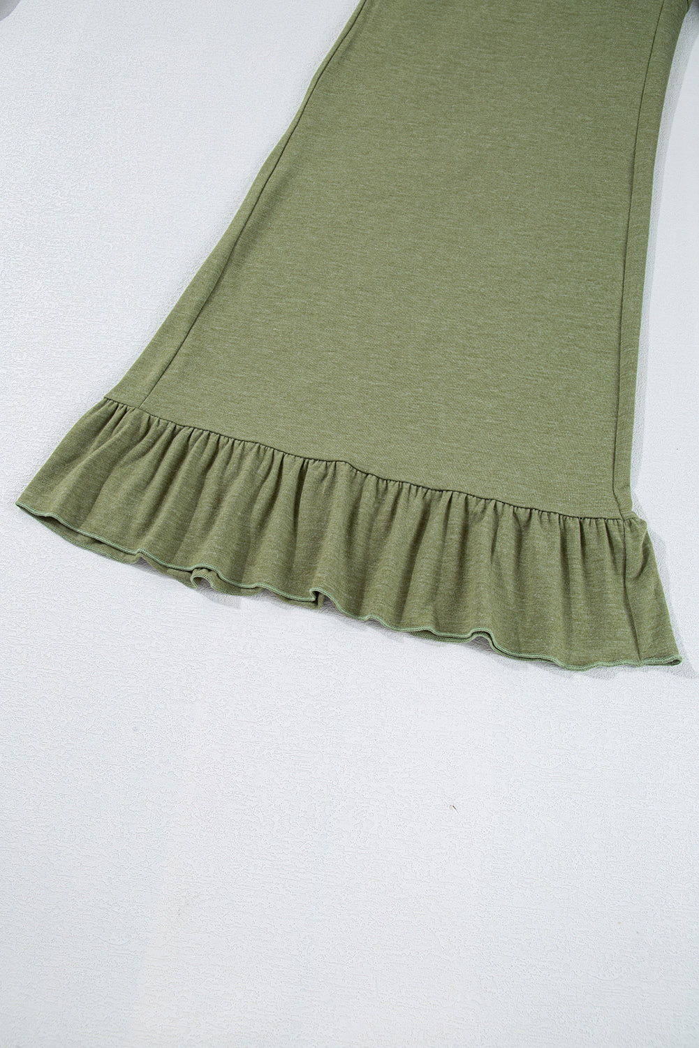 Dune Solid Color Ruffle Hem Wide Leg Pants Shewin