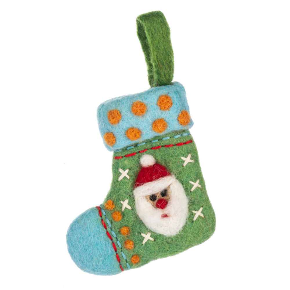 Felted Wool Santa & Snowman Stocking Ornaments Set of 2 Quirks!