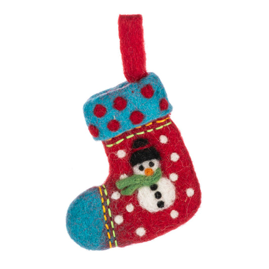 Felted Wool Santa & Snowman Stocking Ornaments Set of 2 Quirks!