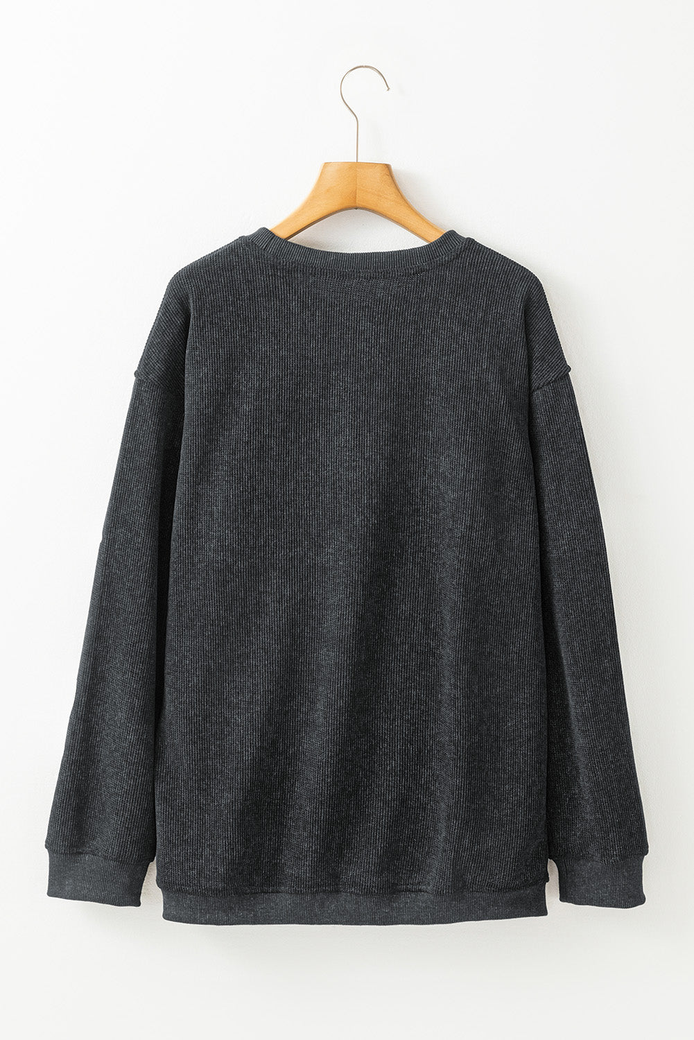 Black Halloween Ghost Corded Crew Neck Loose Sweatshirt Shewin