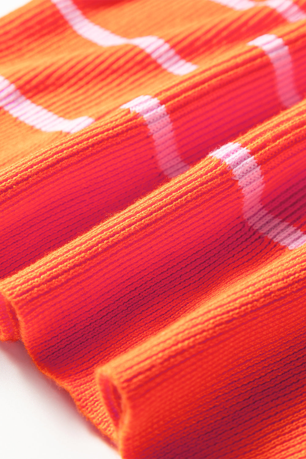 Orange Stripe Ribbed High Neck Drop Shoulder Boxy Fit Sweater Shewin