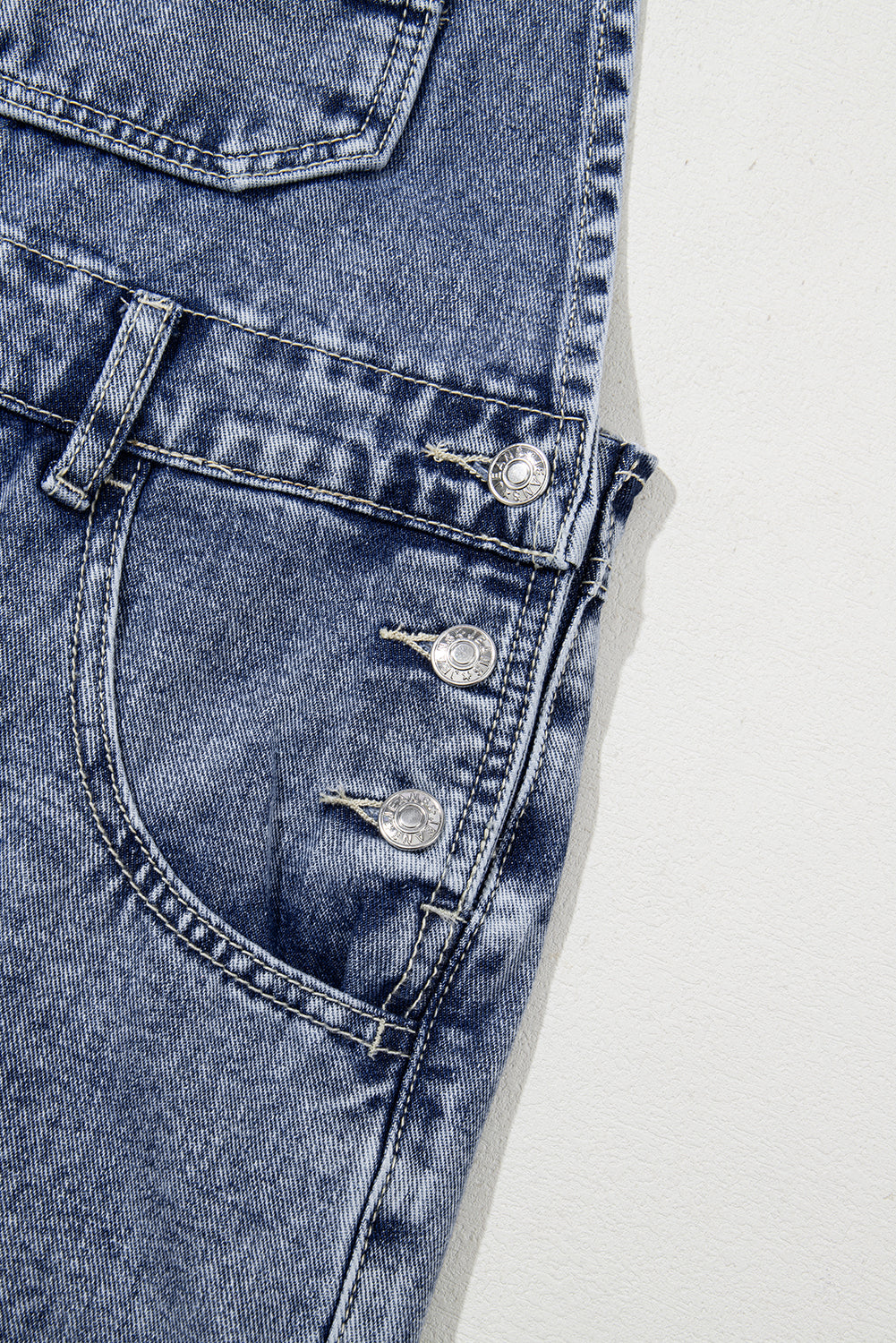 Sail Blue Straight Leg Pockets Denim Bib Overall Shewin