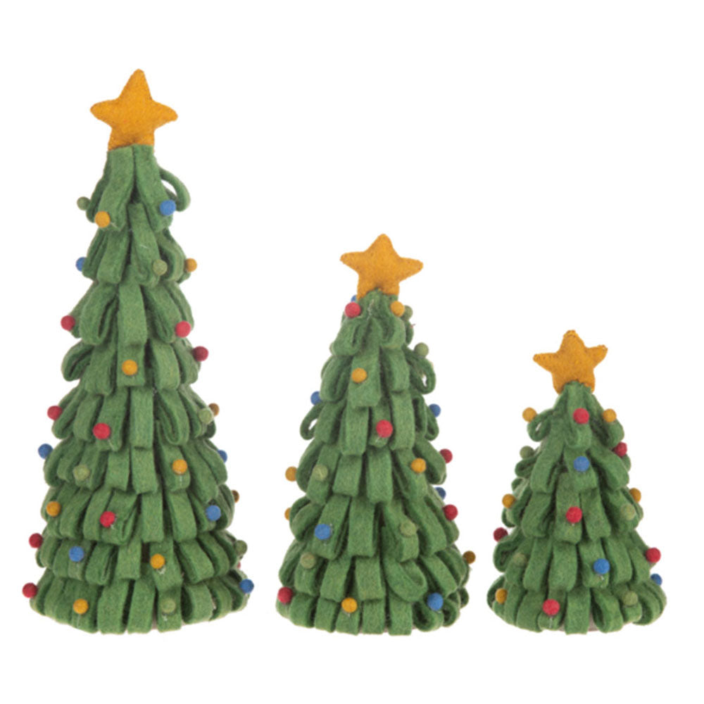 Darling Felt Green Pom-Pom Tree Set Set of 3 Quirks!