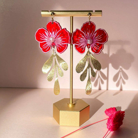 Flower of Luck Acrylic Hibiscus Earrings