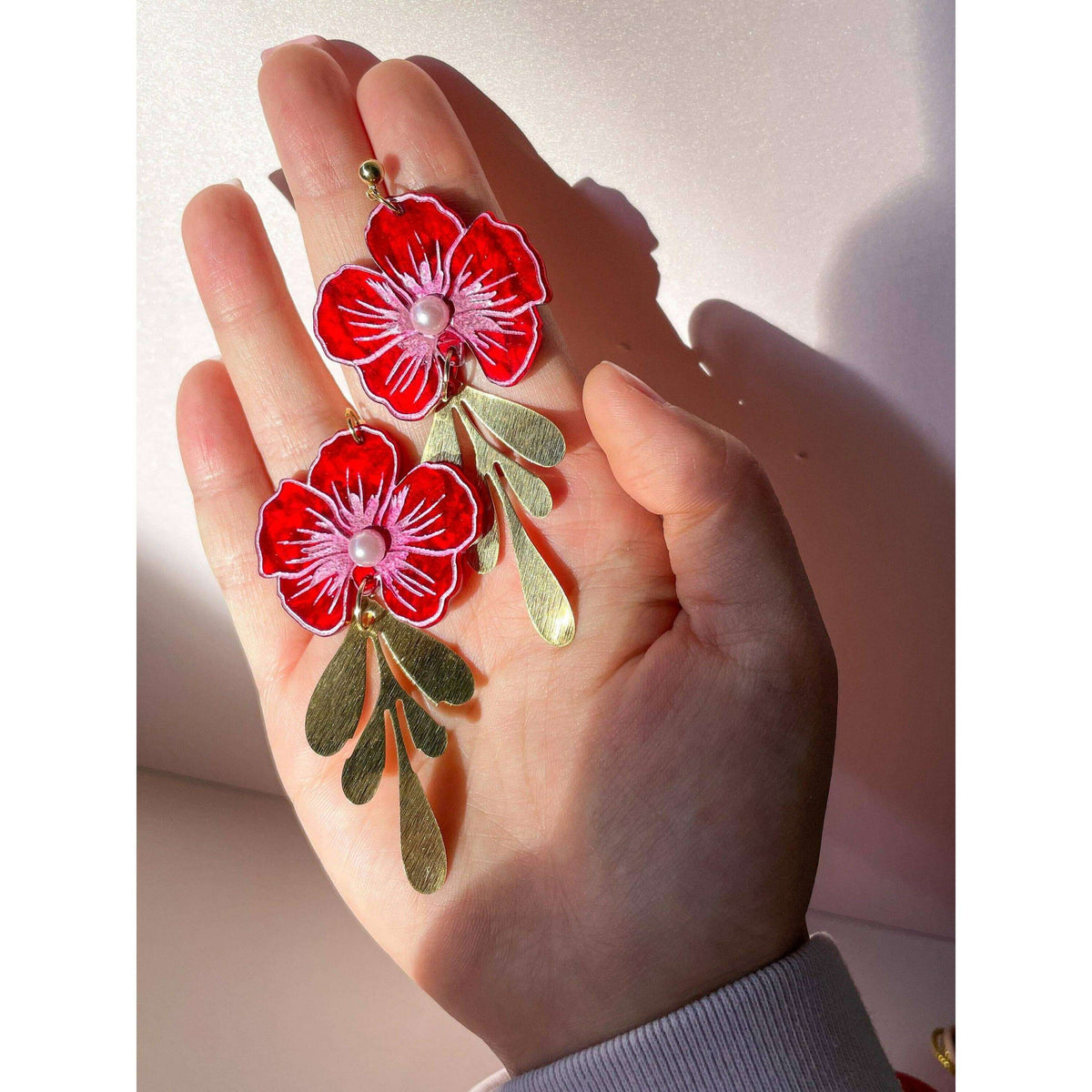 Flower of Luck Acrylic Hibiscus Earrings