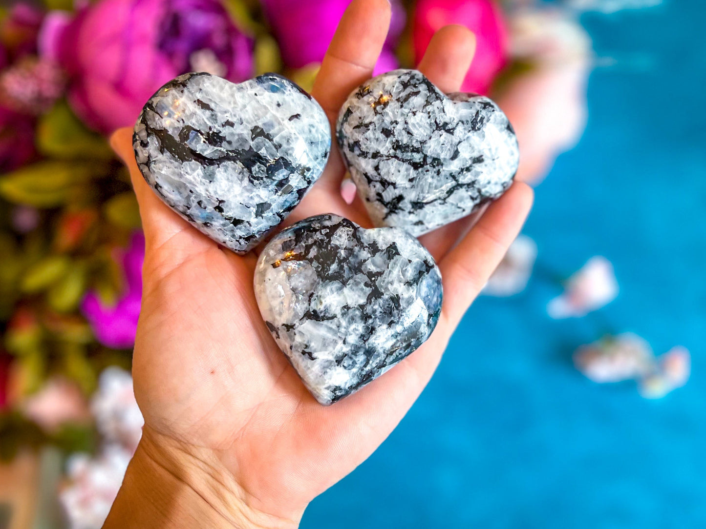 Rainbow Moonstone Hearts