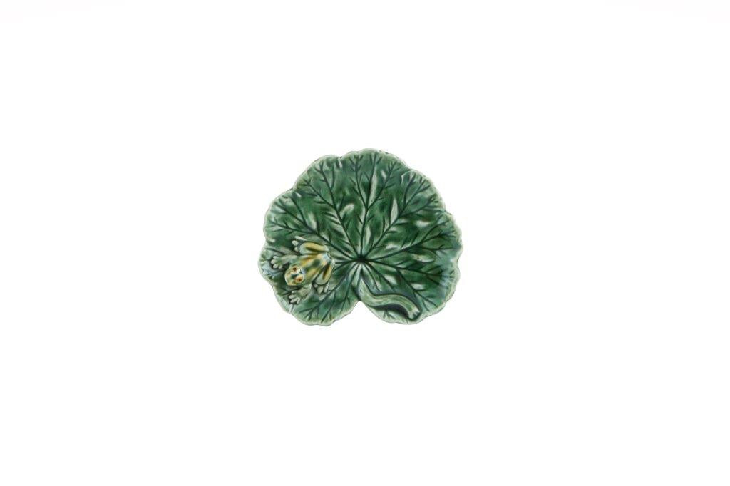Dessert Plate with green Lily pad with frog motif