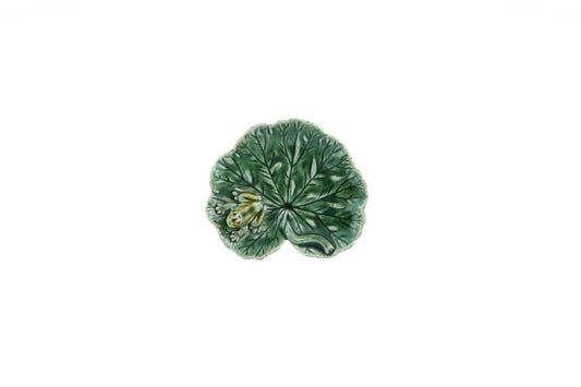 Dessert Plate with green Lily pad with frog motif