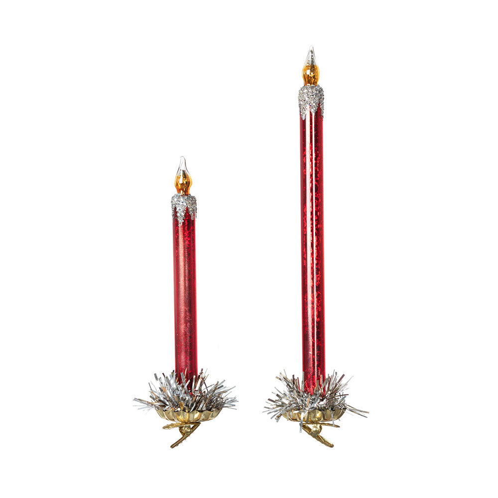 Frosted Red Glass Taper Candle Clip-on Set of 2 Quirks!