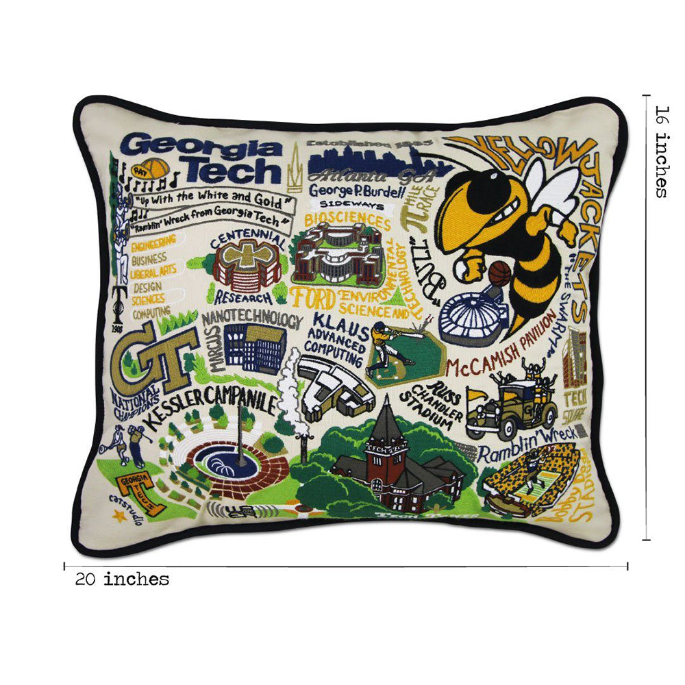 Georgia Tech Collegiate Hand-Embroidered Pillow Quirks!