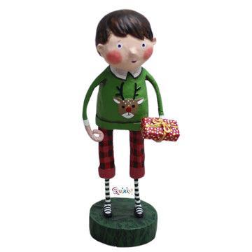 Gift Exchange Boy Christmas Figurine by Lori Mitchell Quirks!