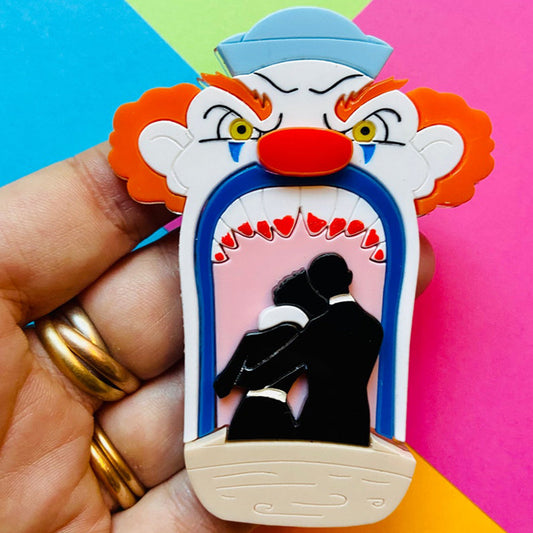 Creepy Funfair Collection - Scary Clown Tunnel Acrylic Brooch by Makokot Design Quirks!