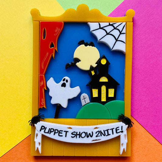 Creepy Funfair Collection - Scary Puppet Show Acrylic Brooch by Makokot Design Quirks!