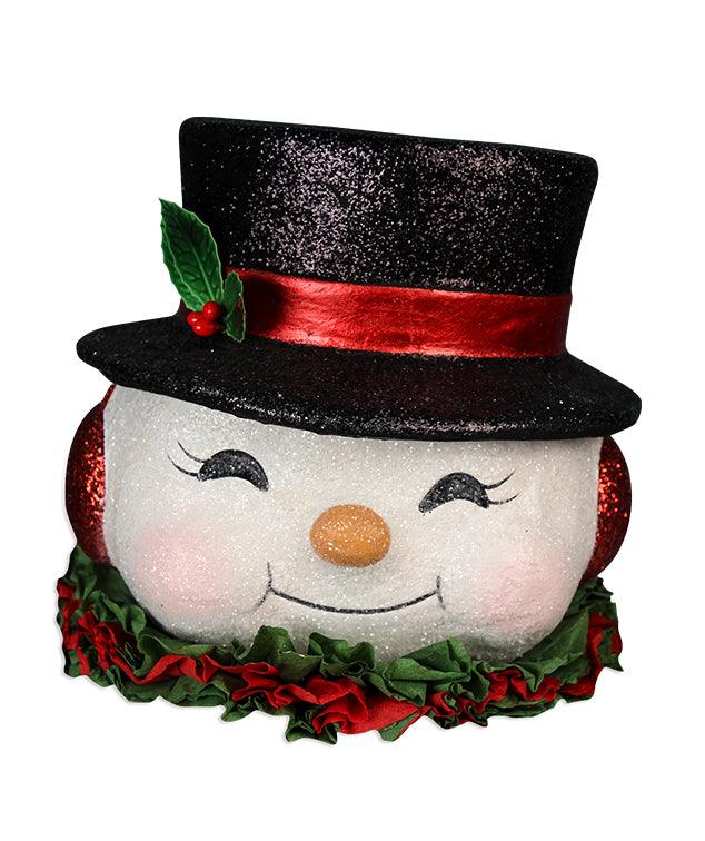 Happy Snowman Vintage Style Paper Mache Bucket by Bethany Lowe Designs Quirks!