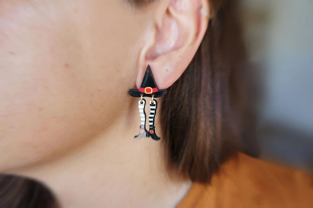 Hidden Witch Halloween Earrings by Laliblue