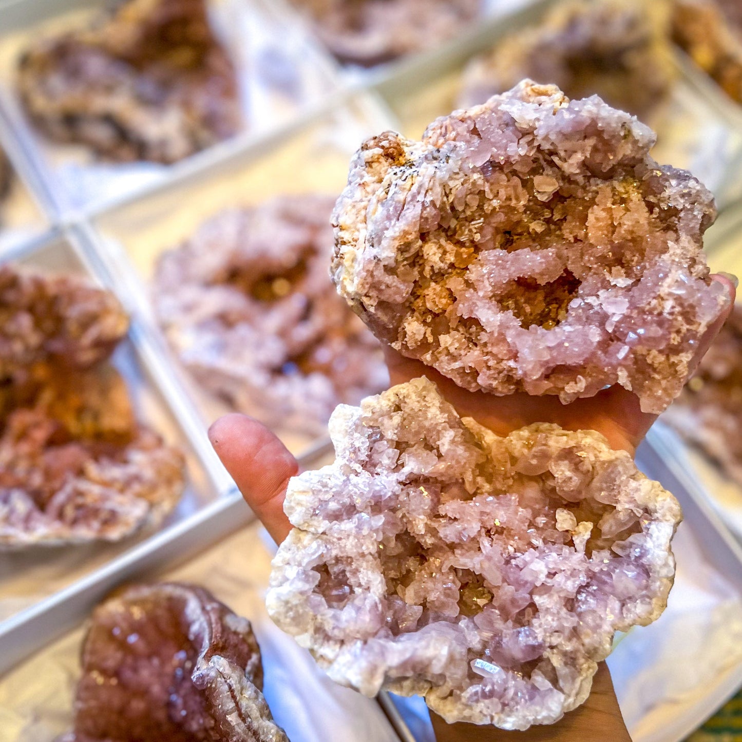 Large Raw Pink Amethyst Geodes from El Choique Mine Argentina