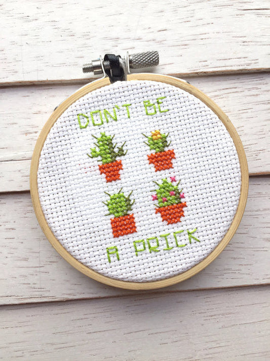 Don't Be A Prick Counted Cross Stitch DIY KIT Beginner Spot Colors