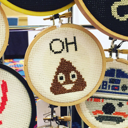 Oh Poop Emoji Counted Cross Stitch DIY KIT Beginner Spot Colors