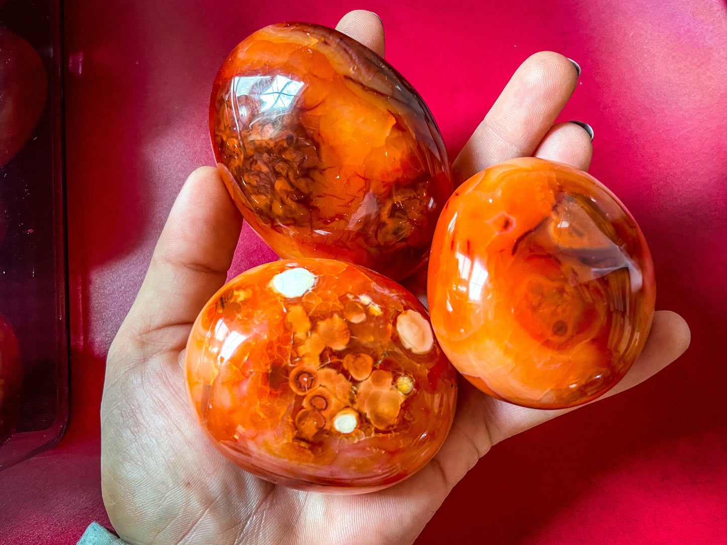 Ethically Sourced carnelian crystal Palm Stone