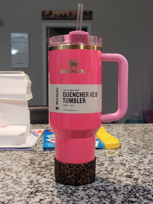 Golden Glitter Leopard print boot bumper for tumbler THE SALTY CHIC