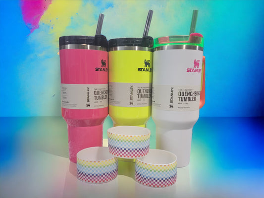 Bright AF Checkers Silicone Boot Bumper Sleeve for tumblers THE SALTY CHIC