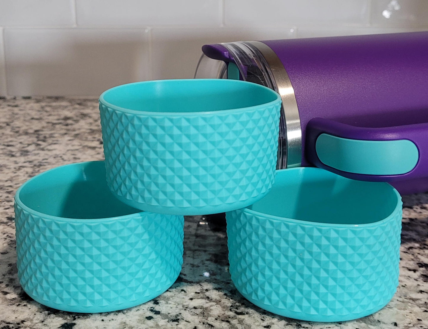 Studded Aqua Silicone Boot Bumper Sleeve for Tumblers
