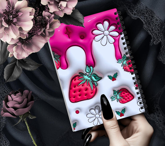 3D Stawberries Reusable Sticker Book, Sticker Album and Organizer, Kid Friendly and Waterproof Gothic Garage