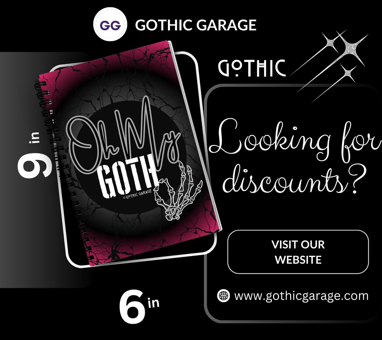 Oh My Goth Skeleton Hand Reusable Sticker Book, Perfect Gift to Personalize, Sticker Organizer Album