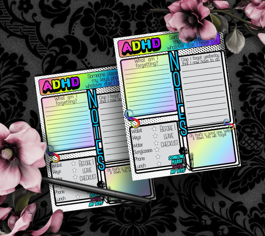 ADHD Humor Notepad: Neuro Spicy Checklist, Funny Gift Gothic Garage