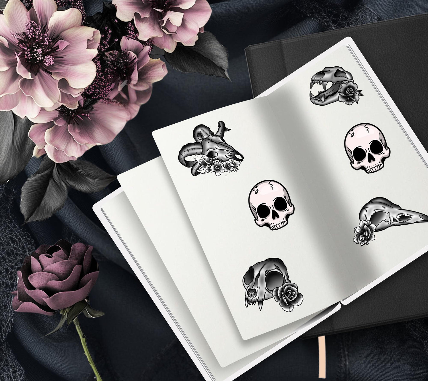7 Deadly Sins Reusable Sticker Book, Gothic Vibe Sticker Album, Perfect Gift to Personalize for Goth Lovers & Sticker Collectors
