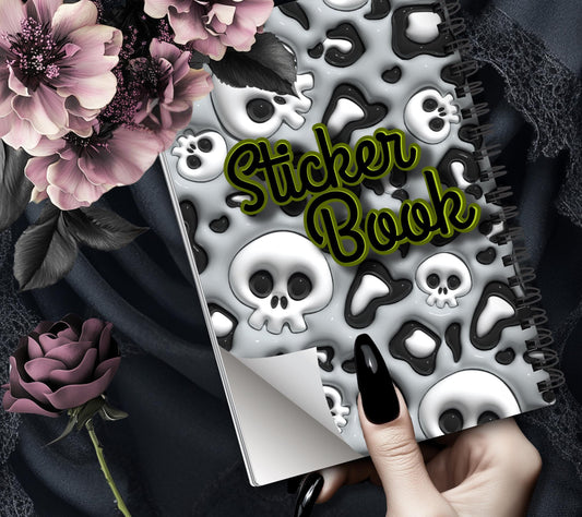 Cartoon Skeletons Reusable Sticker Book, Perfect Gift to Personalize,  Kids and Adult Friendly Sticker Organizer Gothic Garage