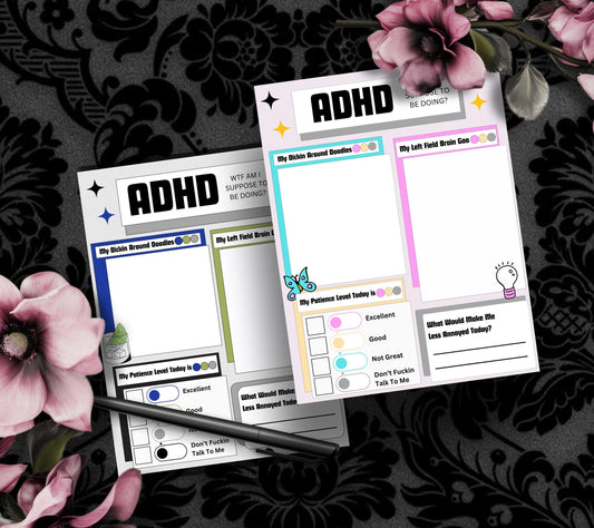 Adult ADHD Humor Notepad, Sarcastic & Sassy, Perfect Gift for Adults Coping with ADHD, Coworkers and Friends