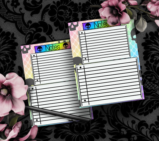 Gothic Rainbow Skull Notepad: Lined Goth Stationery Gothic Garage