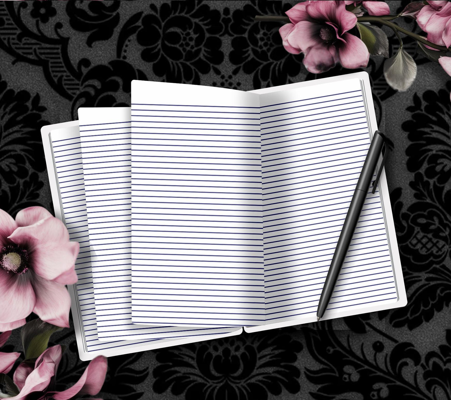 1950’s Goth Female Glamour Notebook - Hand Drawn Detail – 160 Lined Pages for Daily Tasks, Notes, and Personal Writing