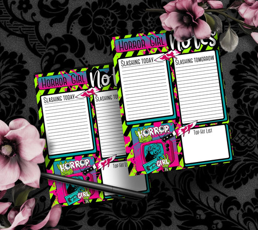 Horror Girl Notepad: Retro Slasher To-Do List, 50 Sheets Gothic Garage