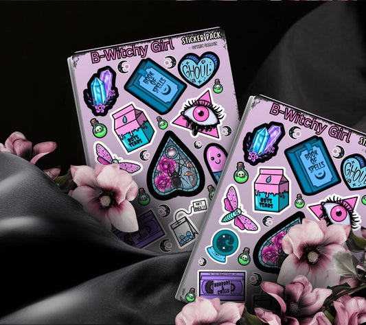 B-Witchy Gothic Pastel Sticker Sheet, Perfect Goth & Witch Vibes Stickers, Budget Friendly Gifts for Goth Expression