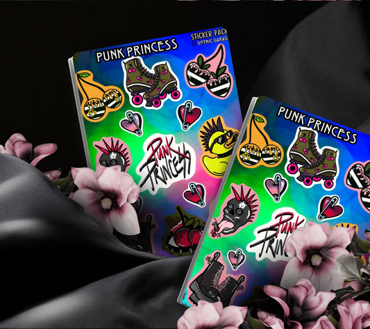 Punk Princess Sticker Sheet – Grunge Aesthetic - Perfect for Rebels, Punks Scrapbooking & Collecting or Showing Off Gothic Garage