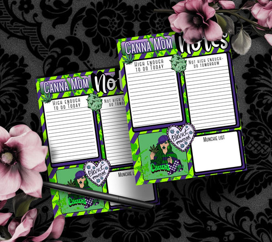Canna Mom Notes Tear-Off Notepad – Funny Weed Mom To-Do List Pad, 50 Sheets for Stoner Mamas Gothic Garage
