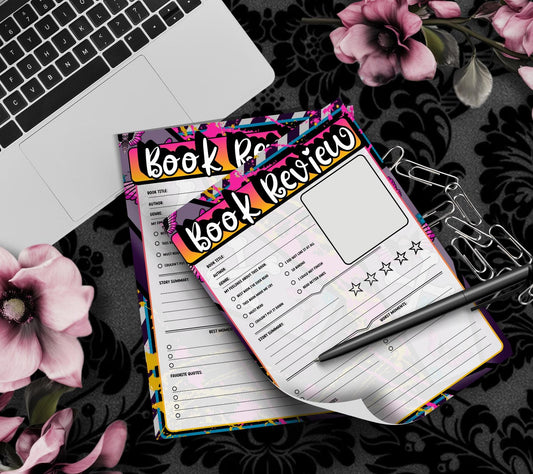Spooky Pop Art Book Review Tear-Off Notepad – 50 Sheets of Aesthetic Reader Review Pages for Bookworms, Bloggers & Booktok