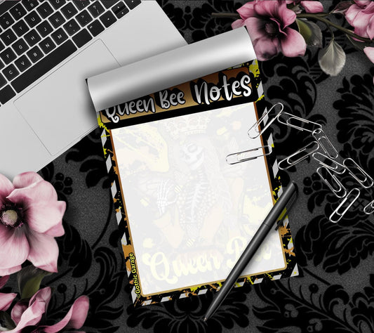 Queen Bee Skeleton Notepad: Gothic Stationery, 50 Tear-Off Sheets Gothic Garage